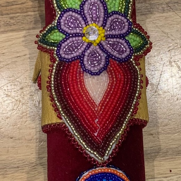 Beaded Strawberry Cuff Bracelet - Picture 2 of 3